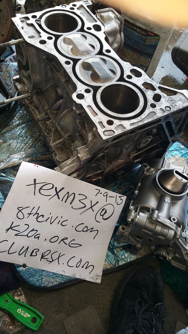 TX K20z3 short block with oil pump pregapped rings not to burn
